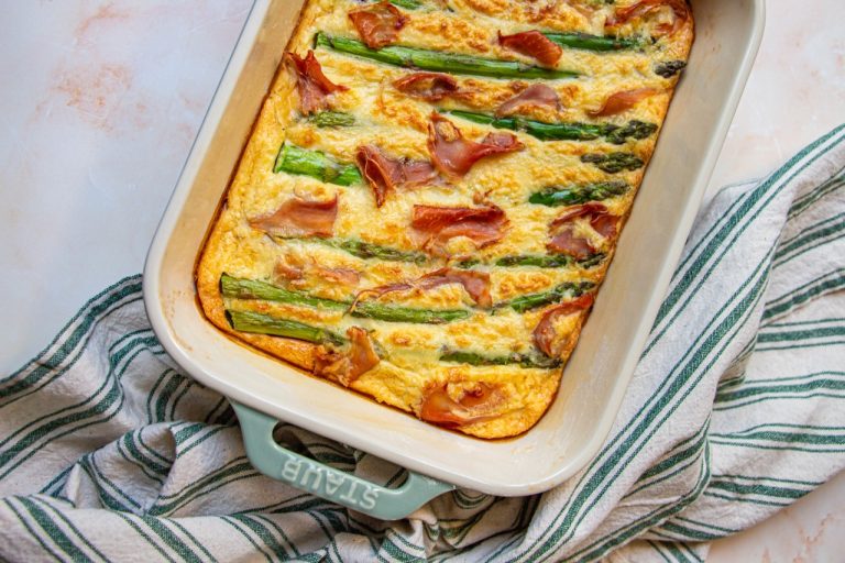 Quiche sans Pâte aux Asperges vertes et Jambon cru